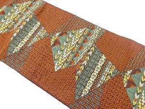 本場筑前博多切り嵌め風幾何学模様織出し名古屋帯